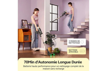 Aspirateur balai Ultenic Aspirateur Balai sans Fil UU15, Autonomie de 70min, 70KPA, Auto-portant, Greeneye™ Technologie, 1,2L, Or